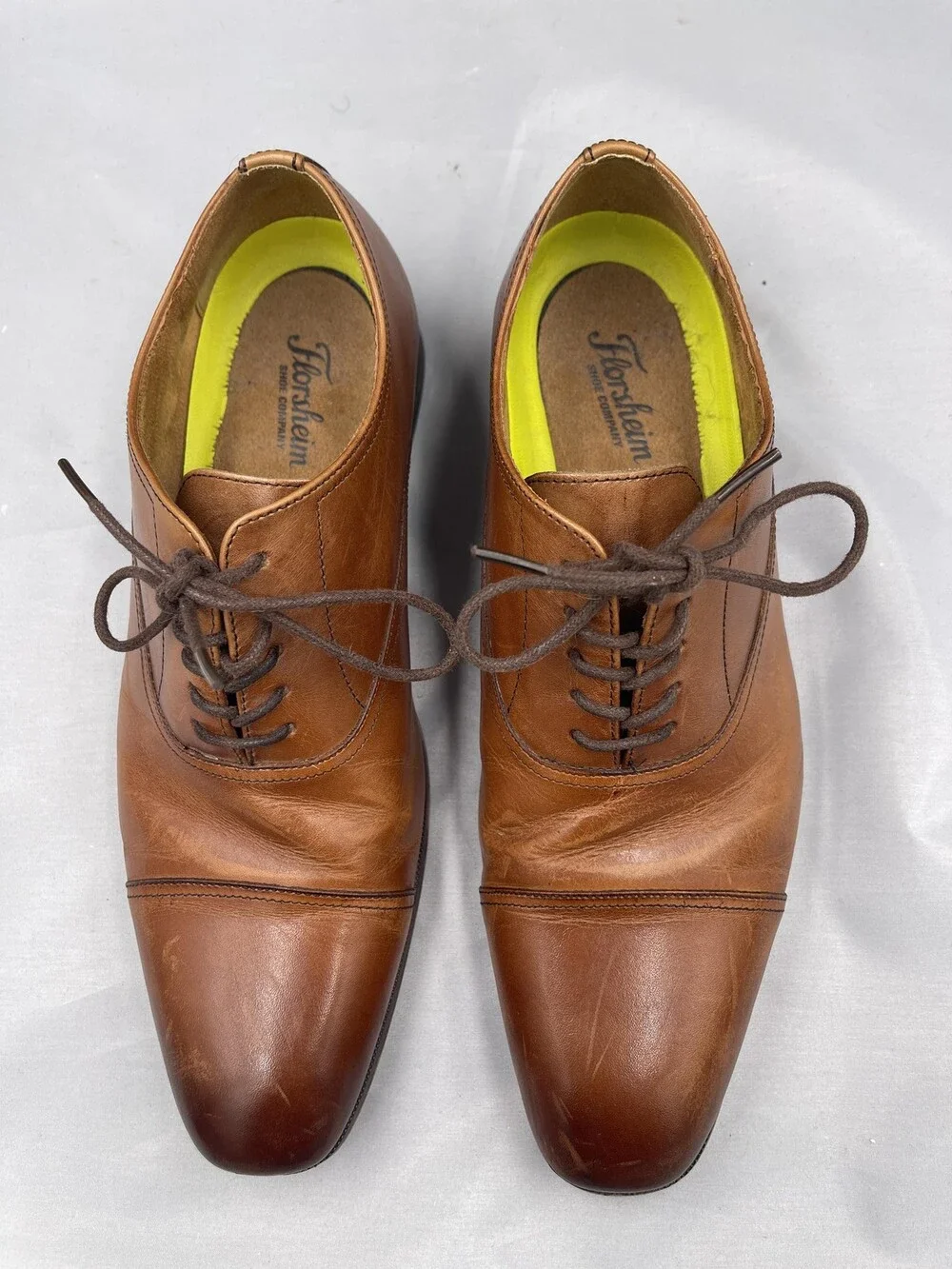 Florsheim Oxford Dress Shoes Mens Size 8.5 Brown Cap Toe Memory Foam Comfort